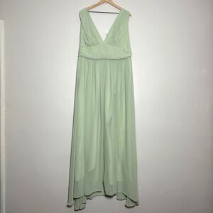 Blush Mark Womens Maxi Dress‎ 1X Sage Green Chiffon Bridesmaid Prom Event Formal